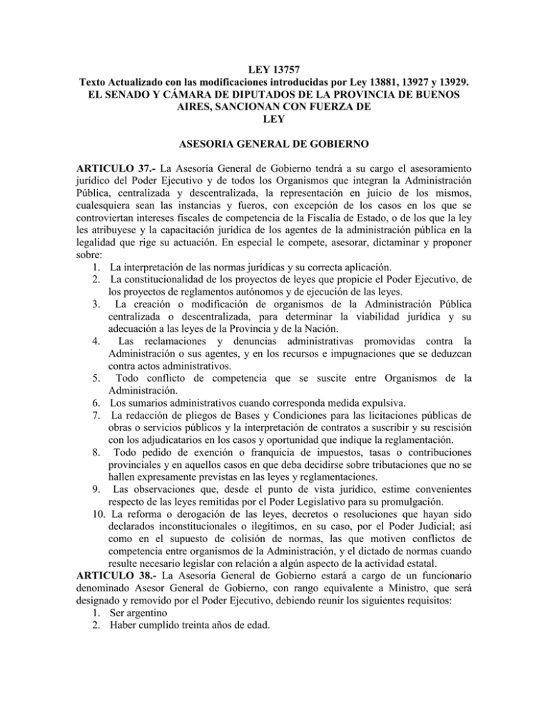 Ley 13757 Escuela De Abogados De La Administraci n P blica