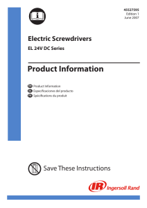 Product Information, Electric Screwdrivers, EL 24V