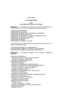 LEY Nº 1101-A LEY DE MINISTERIOS Título I De los Ministerios y