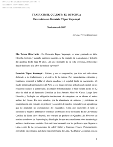 EL QUECHUA Entrevista con Demetrio Túpac Yupanqui