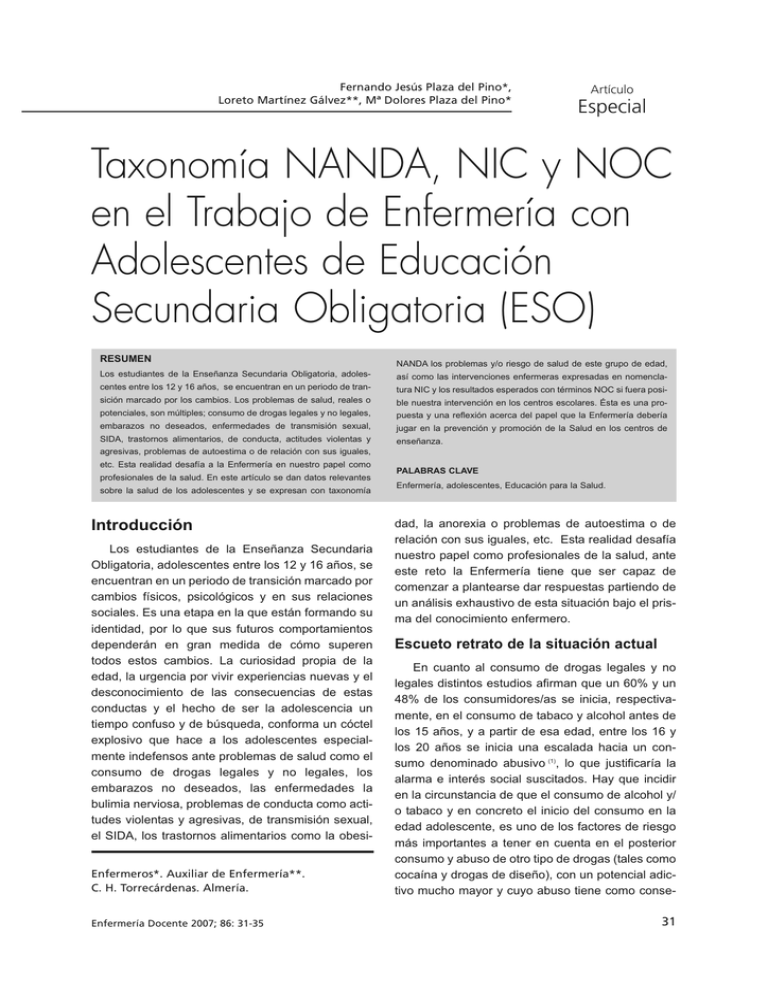 Taxonomía NANDA NIC y NOC en el Trabajo de Enfermería con