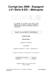 Corrigé officiel complet du bac S-ES Espagnol LV1