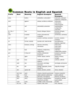 Common roots in English and Spanish