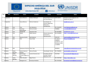 Ref PA&Iacute;S PROYECTO SOCIO NOMBRE CARGO TELEFONO EMAIL