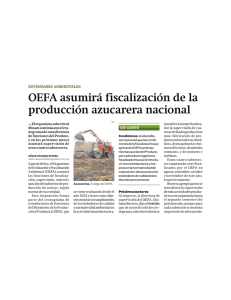 OEFA asumirá fiscalización de la producción azucarera nacional