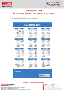 Calendario 2015 Festivos nacionales, autonómicos y locales