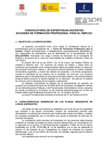 CONVOCATORIA DE EXPERTOS/AS DOCENTES ACCIONES DE