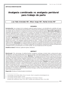 Analgesia combinada vs analgesia peridural para trabajo de parto
