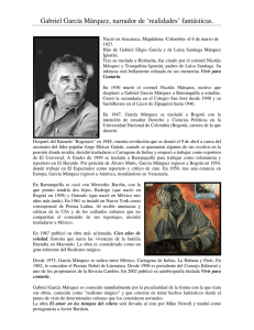 Gabriel García Márquez, narrador de `realidades` fantásticas.