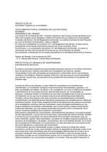 PROYECTO DE LEY 621/000037 Orgánica de Universidades