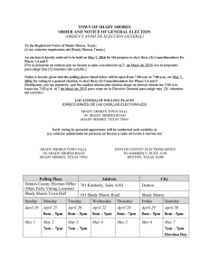 TOWN OF SHADY SHORES ORDER AND NOTICE OF GENERAL