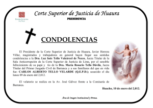 Condolencias a Dra. María del Rosario Tello