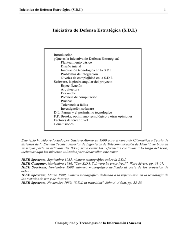 Iniciativa de Defensa Estratégica (SDI)