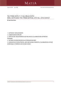 Nutrición y valoración del estado nutricional del anciano.