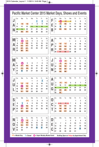 JULFEB Pacific Market Center 2015 Market Days, Shows