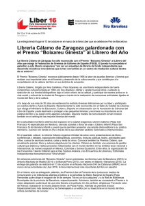 Librería Cálamo de Zaragoza galardonada con el Premio “Boixareu
