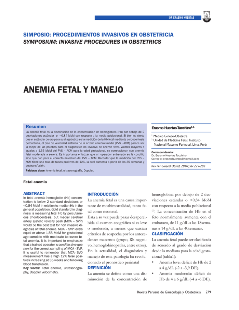 ANEMIA FETAL Y MANEJO