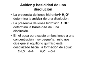 Acidez y basicidad de una disolución