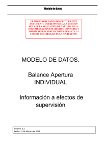 MODELO DE DATOS. Balance Apertura INDIVIDUAL Información a