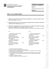 PAU. Examen literatura castellana serie 4-cas
