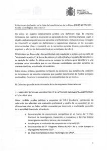 Criterios de inclusión en la lista de beneficiarios dela Línea ICO