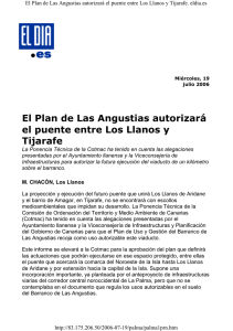 El Plan de Las Angustias autorizará el puente entre Los Llanos y