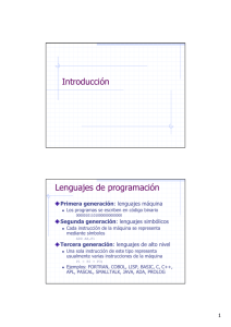 Introducción Lenguajes de programación