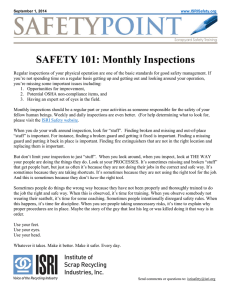 SAFETY 101: Monthly Inspections