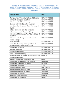 listado de universidades sugeridas para la convocatoria