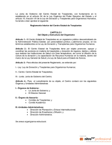 Reglamento Interior del Centro Estatal de Trasplantes, publicado en