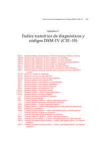 Índice numérico de diagnósticos y códigos DSM-IV (CIE-10).
