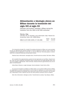 Alimentación e ideología obrera en Bilbao durante la transición del