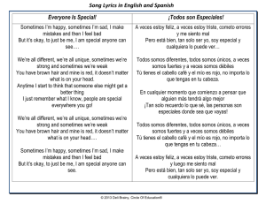 Song Lyrics in English and Spanish Everyone Is Special!