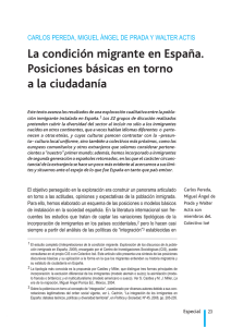La condición migrante en España. Posiciones básicas en