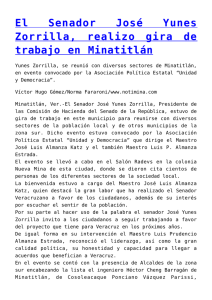 El Senador José Yunes Zorrilla, realizo gira de trabajo en Minatitlán