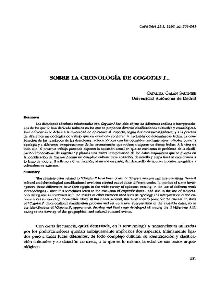 SOBRE LA CRONOLOG~A DE COGOTAS I