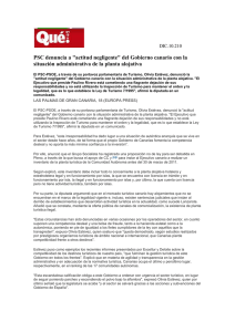 PSC denuncia a "actitud negligente" del Gobierno canario