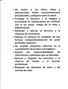 No incitar a los niños, niñas y adolescentes imiten comportamientos