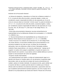 Suprema Corte de la Prov. de Buenos Aires, causa P. 83.881, "D