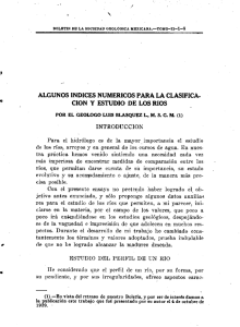 Algunos Índices Numéricos para la Clasificación y Estudio de los Ríos