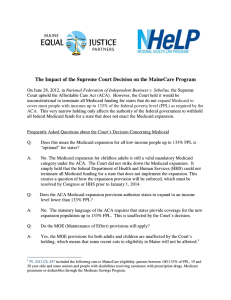 The Impact of the Supreme Court Decision on the MaineCare Program