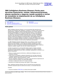 IBM InfoSphere Business Glossary Packs para servicios financieros