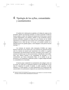 4. Tipología de los ayllus, comunidades y asentamientos