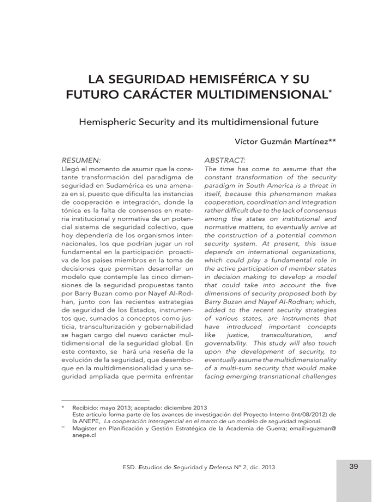 La Seguridad Hemisférica Y Su Futuro Carácter