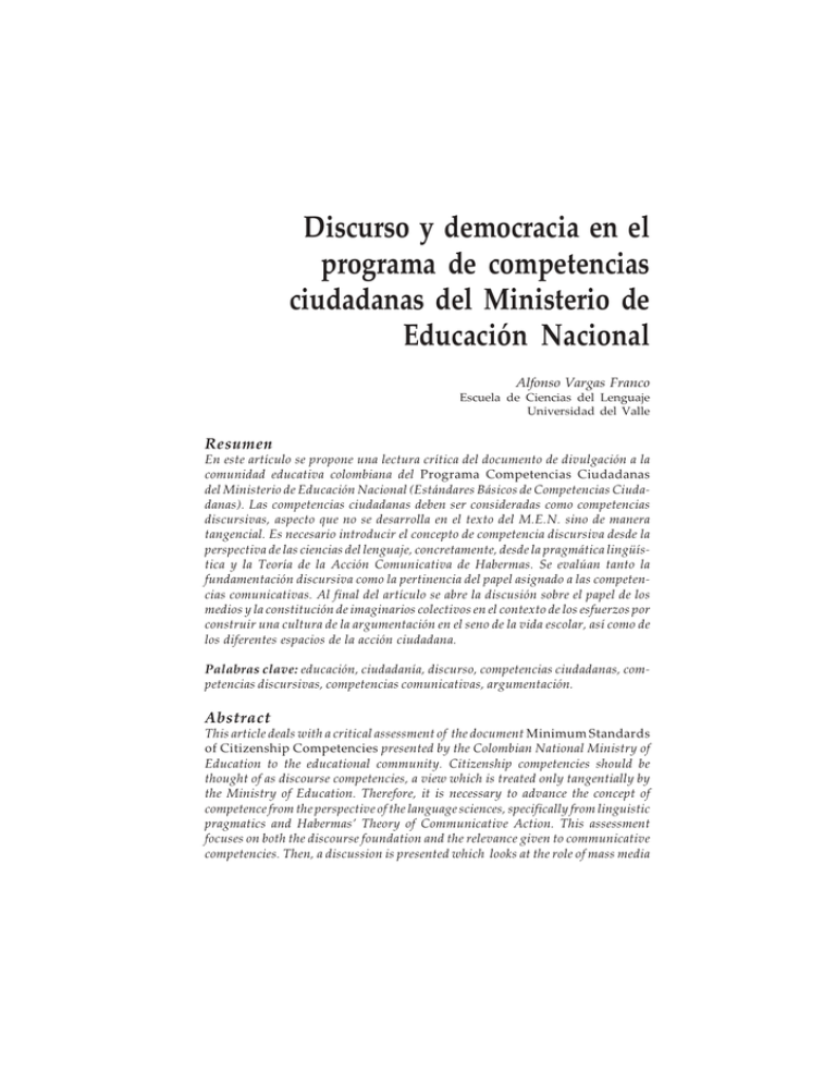 Discurso Y Democracia En El Programa De Competencias