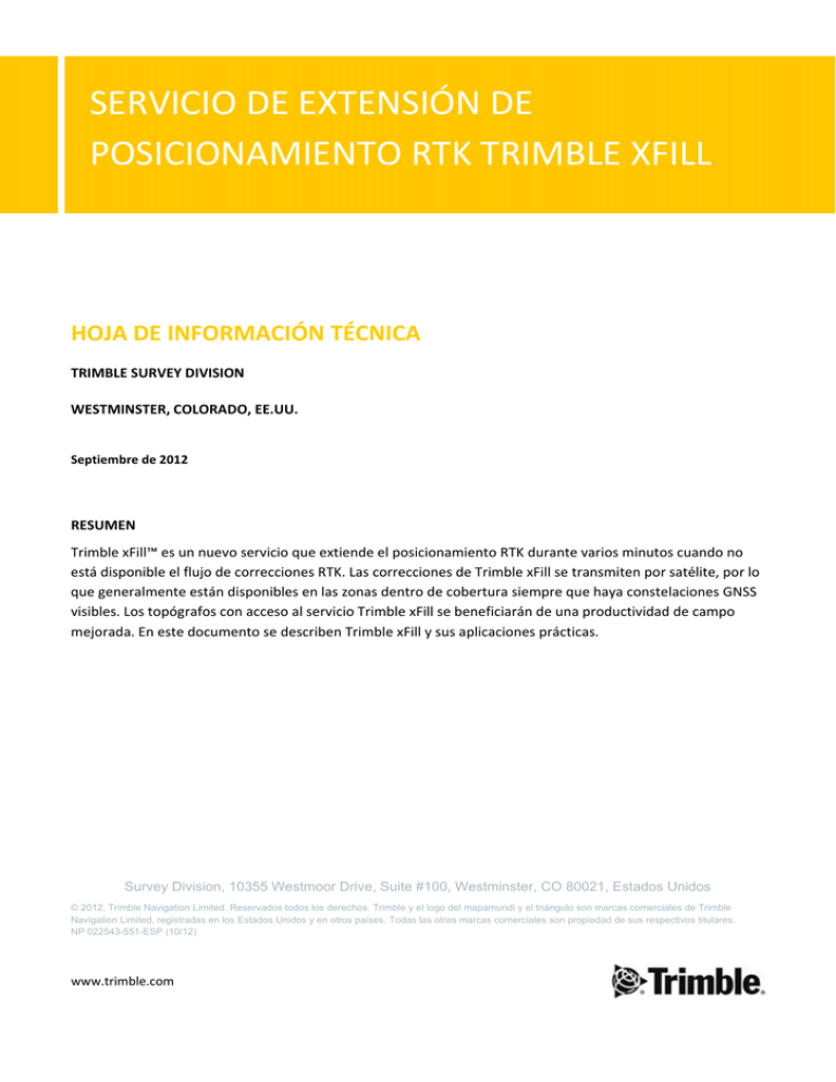 servicio de extensión de posicionamiento rtk trimble xfill