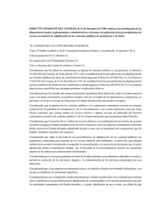 DIRECTIVA 89/665/CEE DEL CONSEJO, de 21 de diciembre de