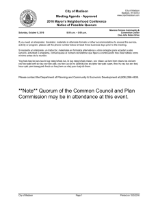 Note** Quorum of the Common Council and Plan