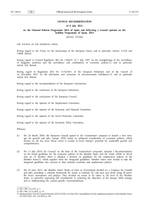 Council Recommendation of 8 July 2014 on the National Reform