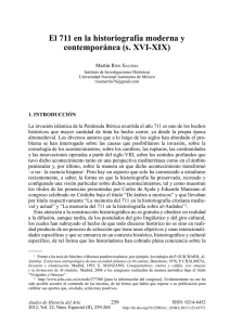 El 711 en la historiografía moderna y contemporánea (s. XVI-XIX)
